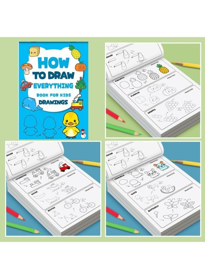 ميتو كتاب تعلم الرسم للأطفال خطوة بخطوة – أكثر من 300 رسمة | تعلم رسم الحيوانات والطعام والأشياء | كتاب أنشطة فنية سهل للمبتدئين من عمر 4 إلى 10 سنوات - Image 5